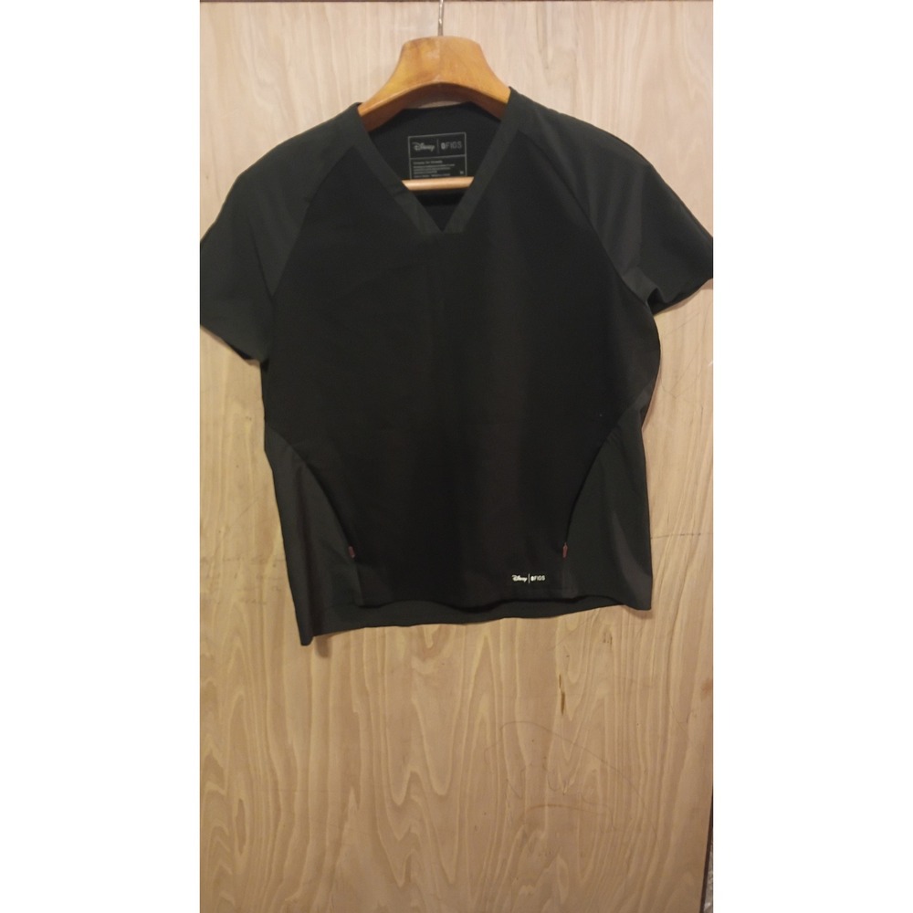 Disney x FIGS Mickey Mouse Scrub Top Black V-Neck Medium Healthcare Uniform.
